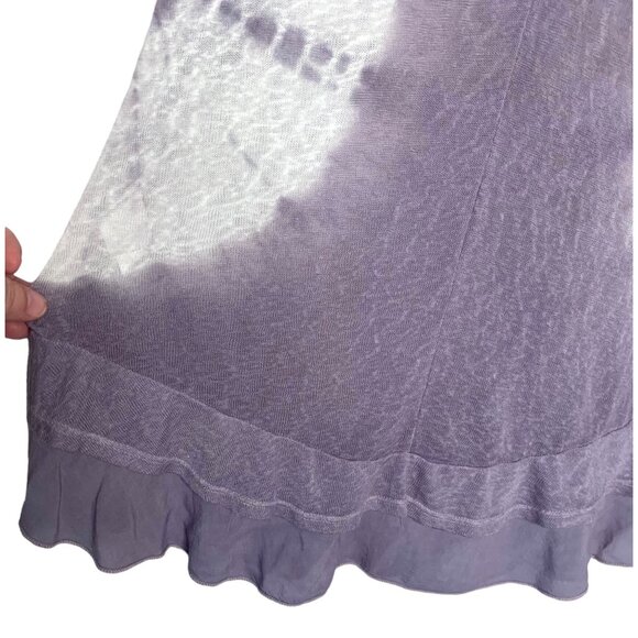 T*PARTY Lavender + White Tie-Dye Sheer Ruffle Hem Long Sleeve Tunic Size Large - Picture 7 of 7